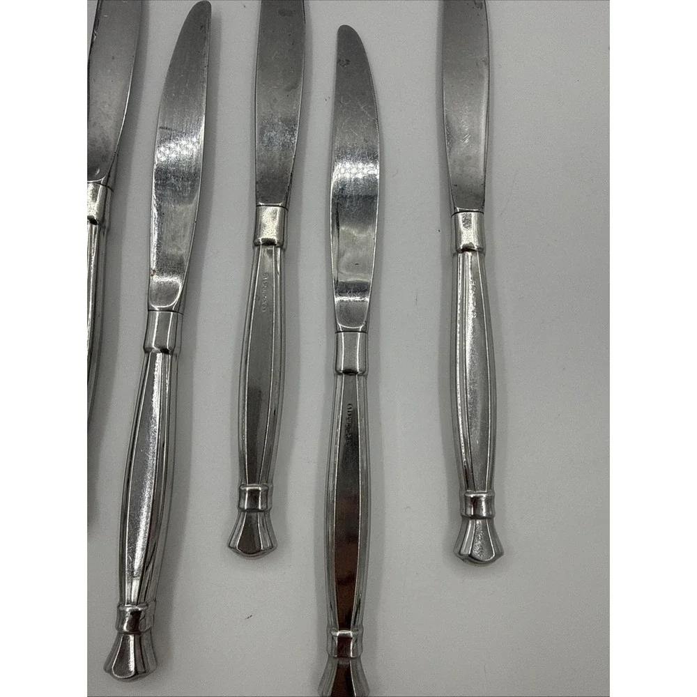 6 - Oneida ACT I / ACT 1 Glossy Cube Mark Stainless Flatware DINNER KNIVES